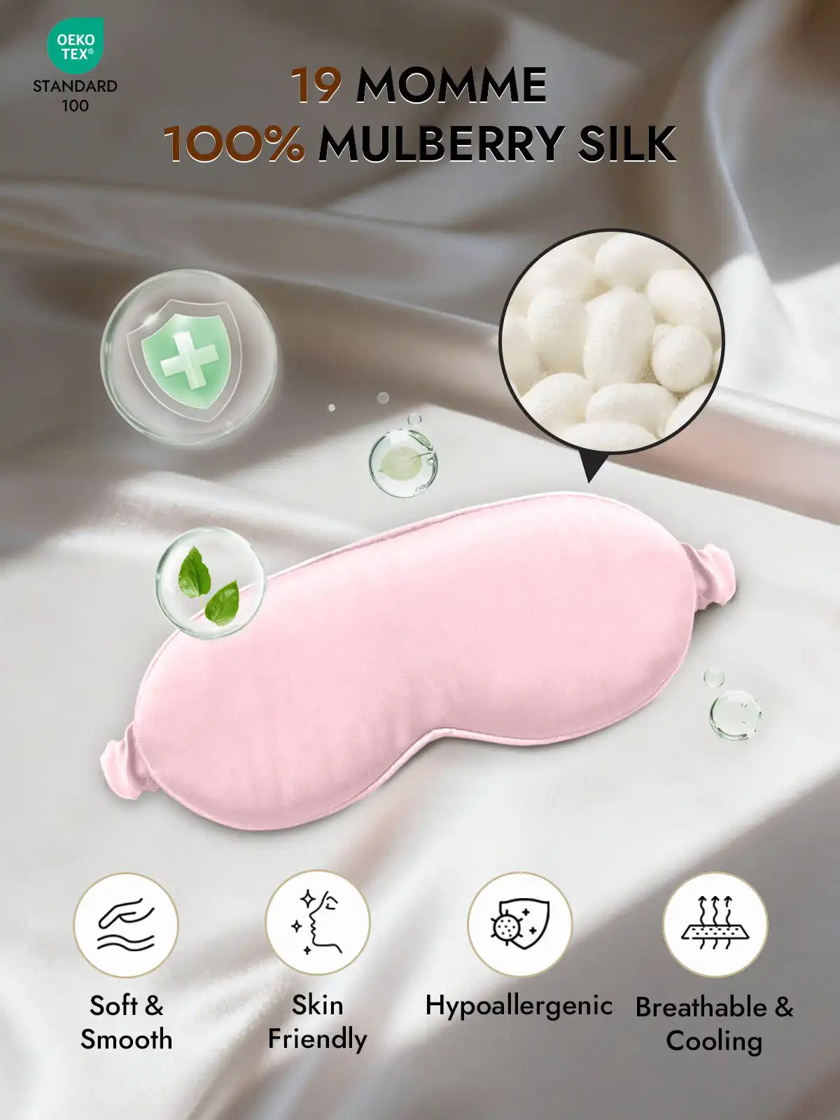 Clearance - 100% Mulberry Silk Eye Mask With Elastic Band