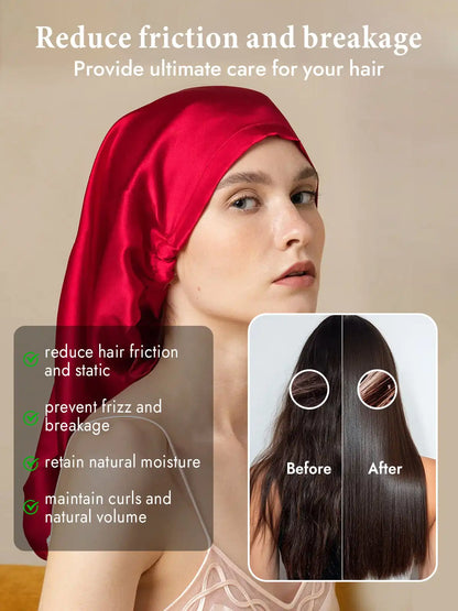 100% Mulberry Silk Elegant Bonnet for Long Hair