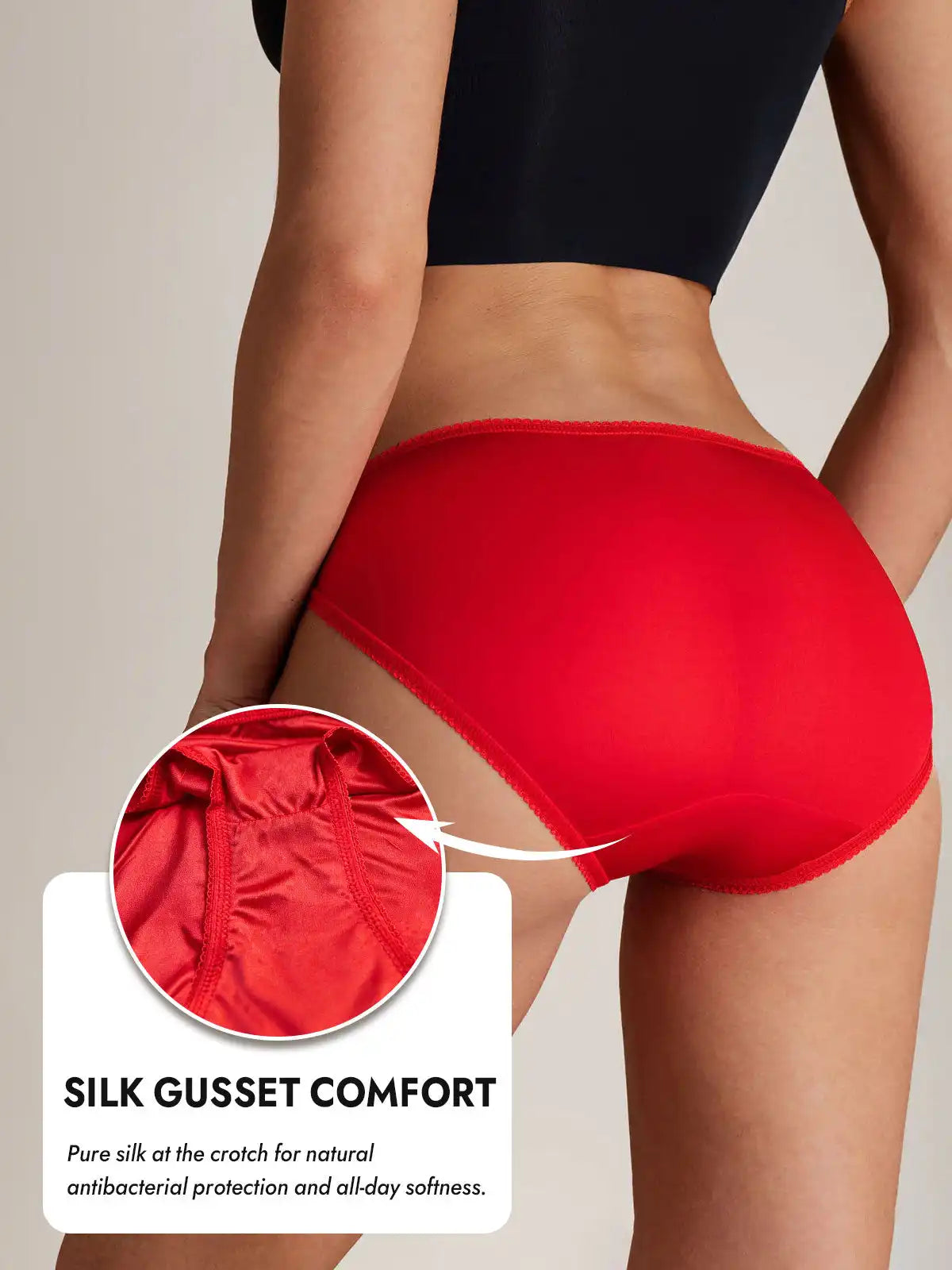 100% Mulberry Silk Bikini Panty with Bow Detail