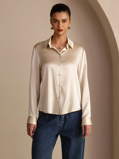 Women’s 19 Momme Silk Long Sleeves Button-Up Shirt