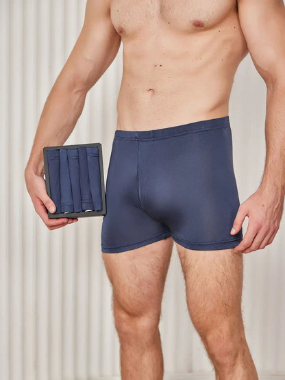 5Pcs 100% Mulberry Silk Men‘s Boxer Briefs with Fly Opening