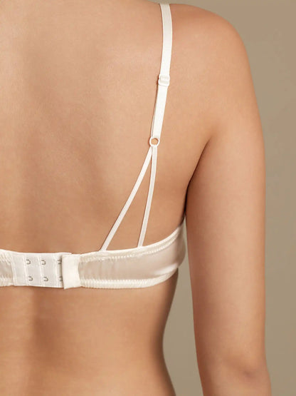 100% Mulberry Silk Classic Lace Trim Wireless Bra