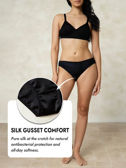 100% Mulberry Silk Classic Bikini Panty with Bow