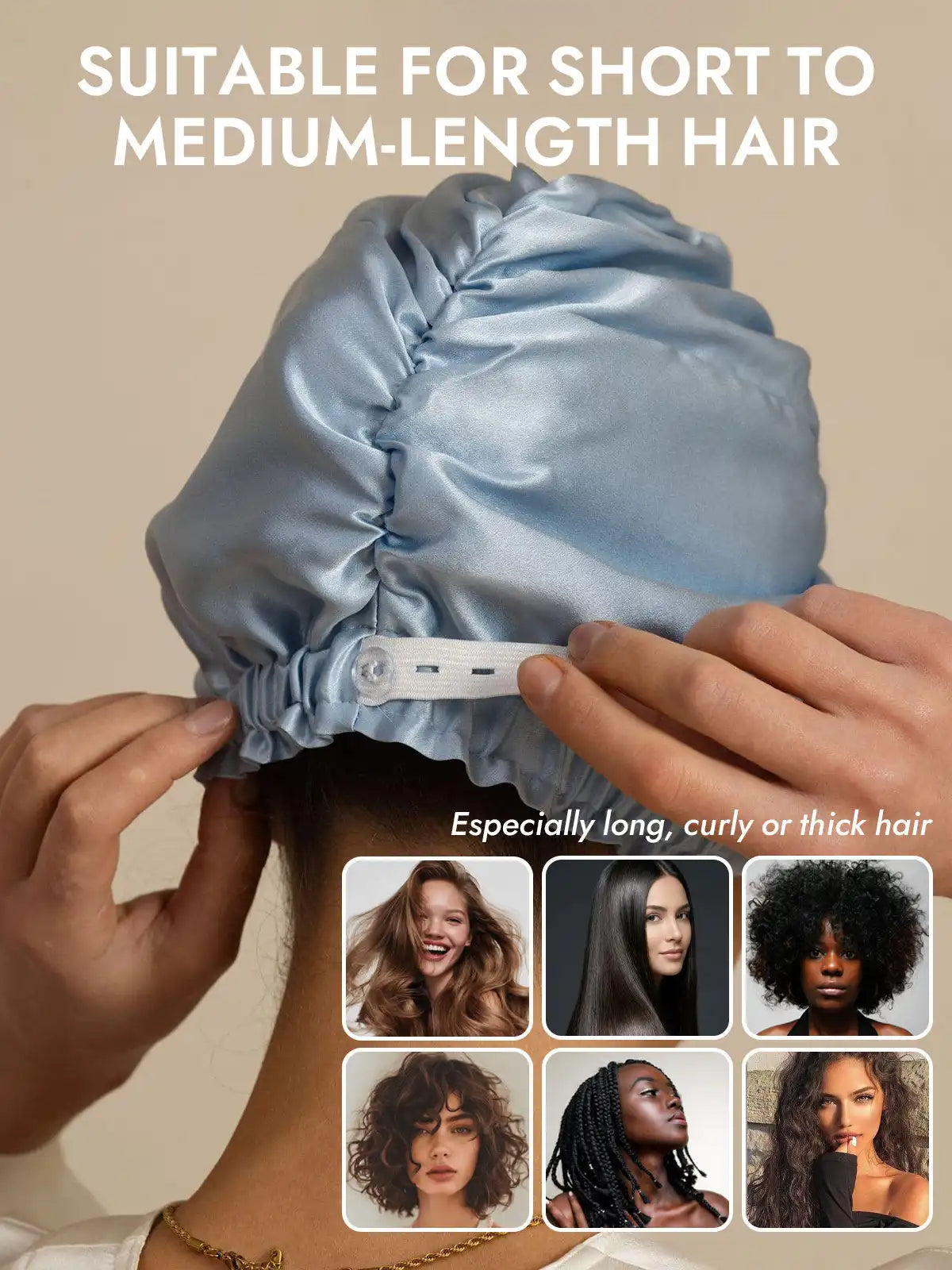 22Momme 100% Mulberry Silk Knot-Front Hair Bonnet with Adjustable Button Design