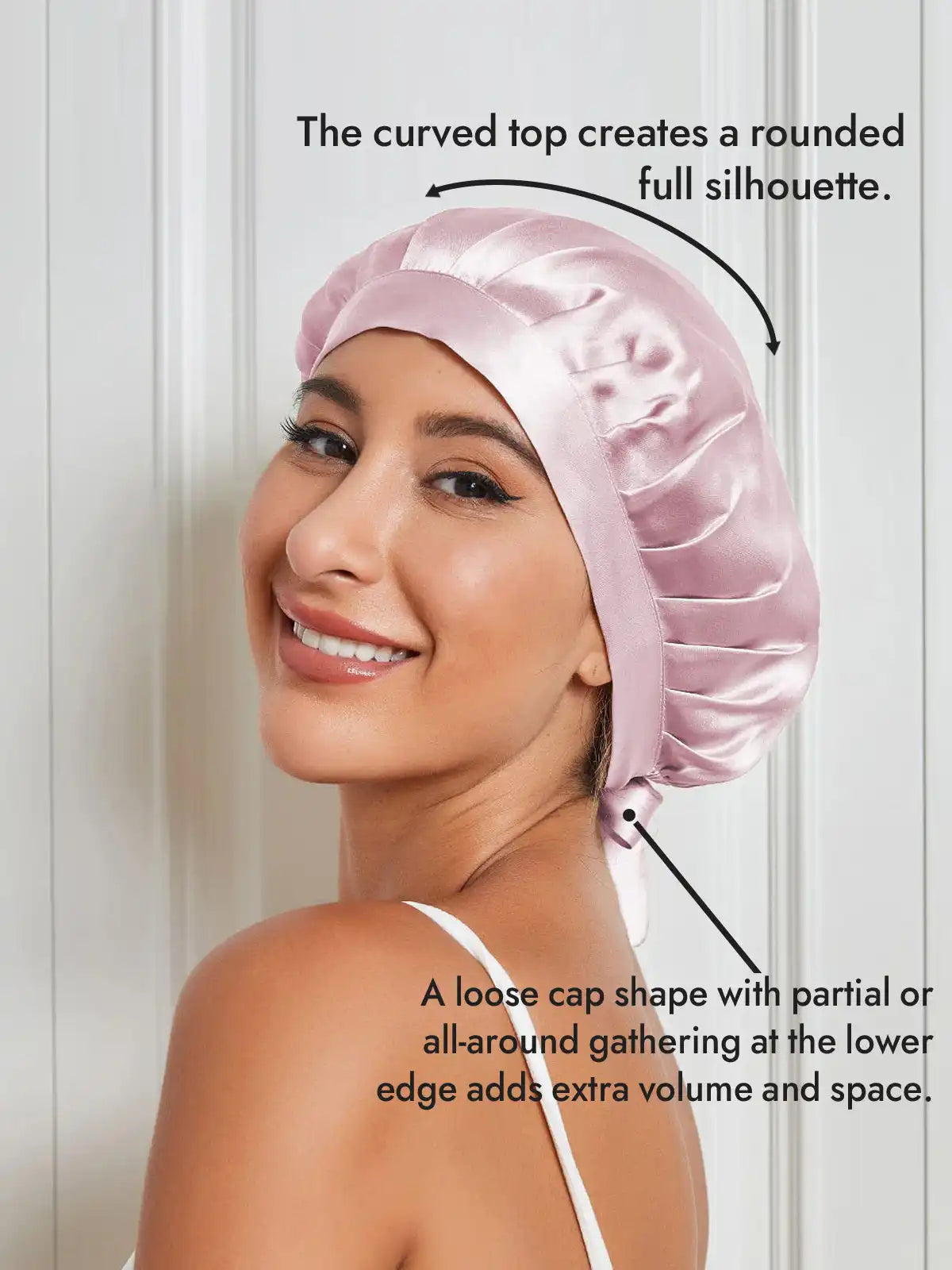 100% Mulberry Silk Sleep Bonnet with Ribbons