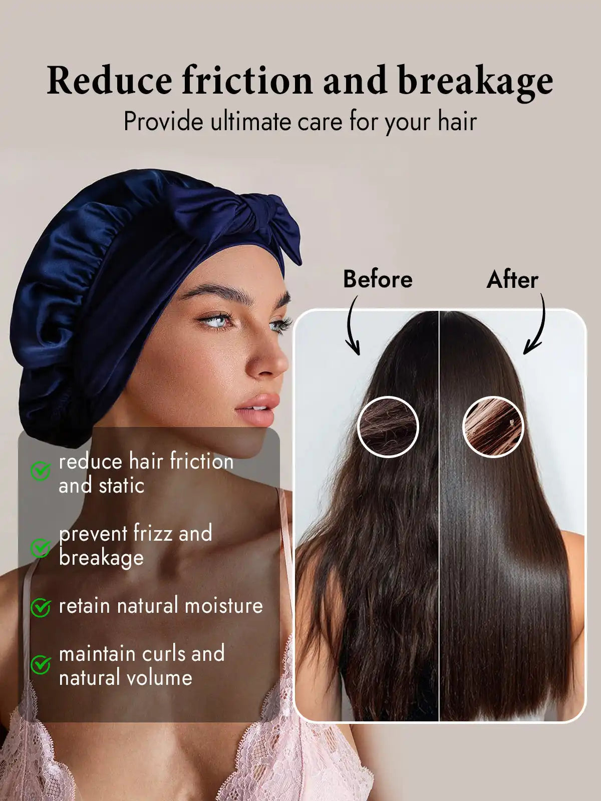 100% Mulberry Silk Bonnet Bowknot Tie Sleep Cap for Hair Protection