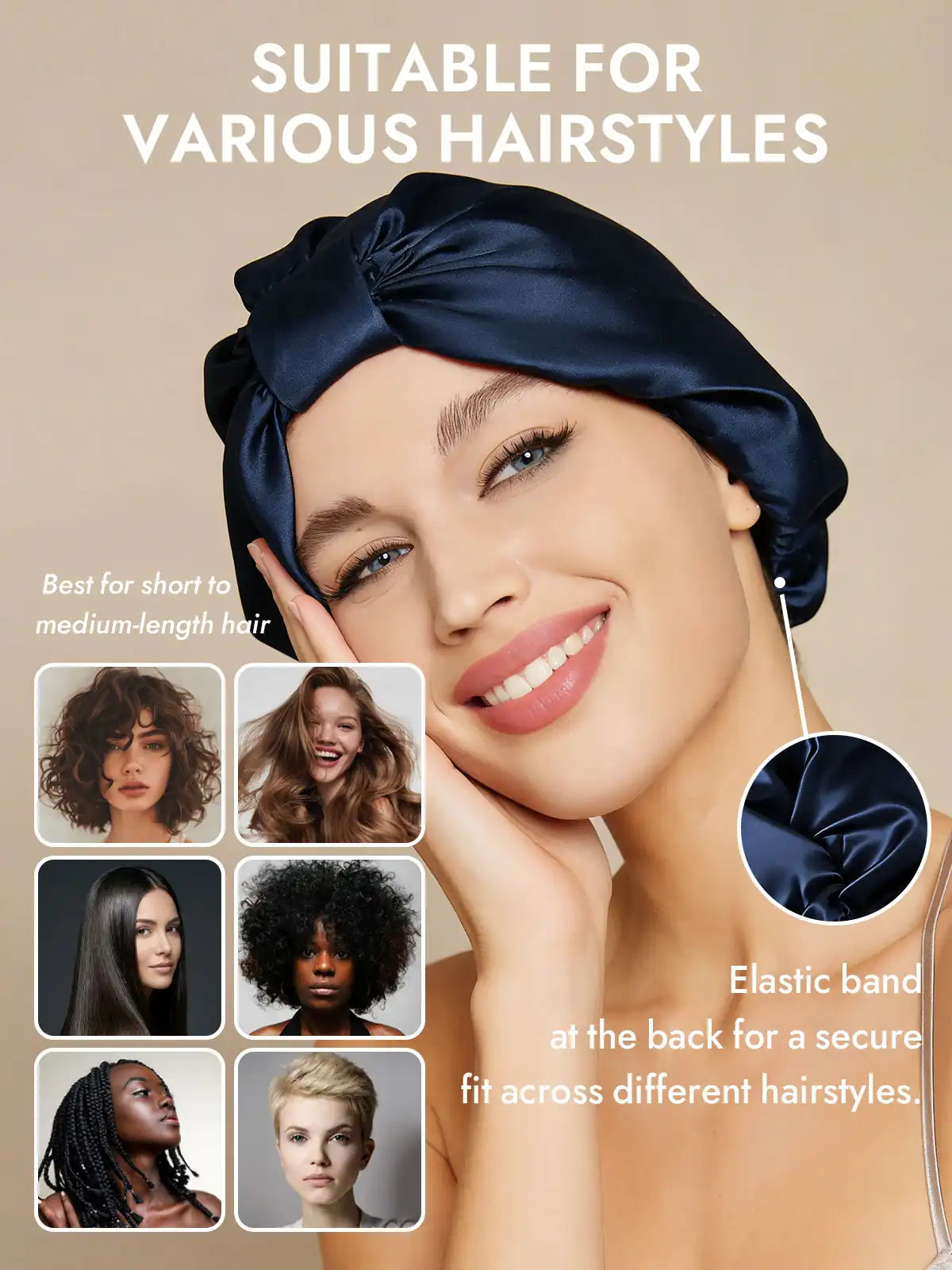 100% Mulberry Silk Night Turban Bonnet