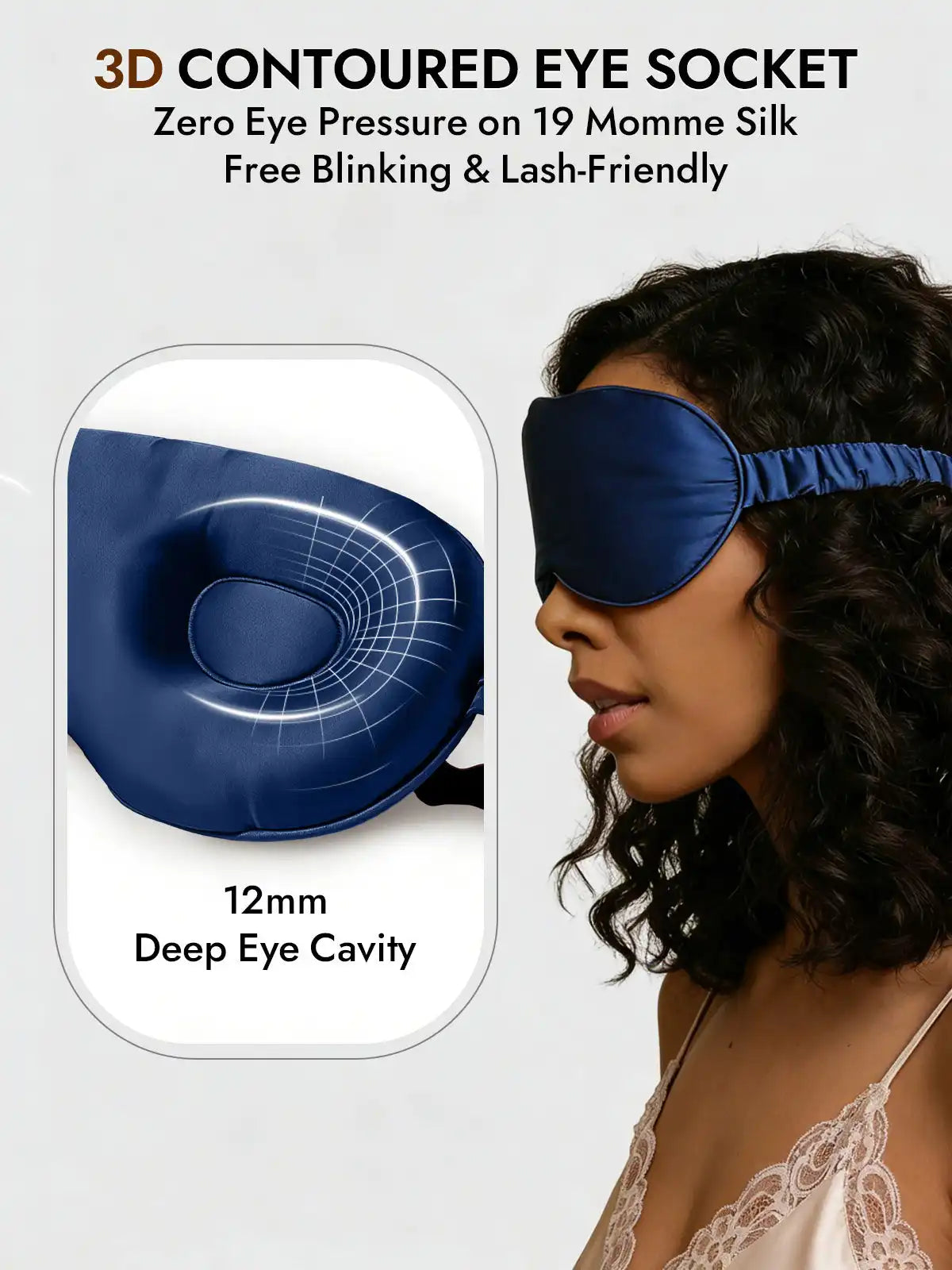 Clearance - 100% Mulberry Silk Eye Mask With Elastic Band