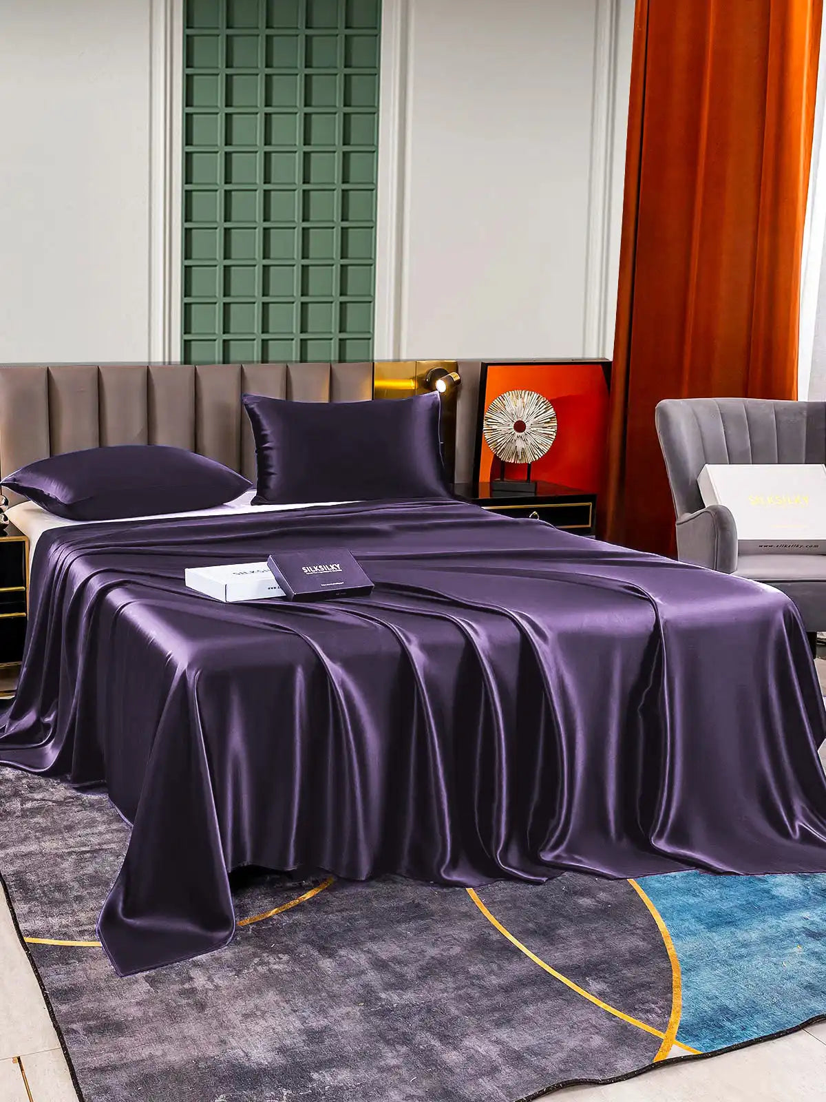 22Momme 3Pcs Silk Set Flat Sheet+2x Pillowcases