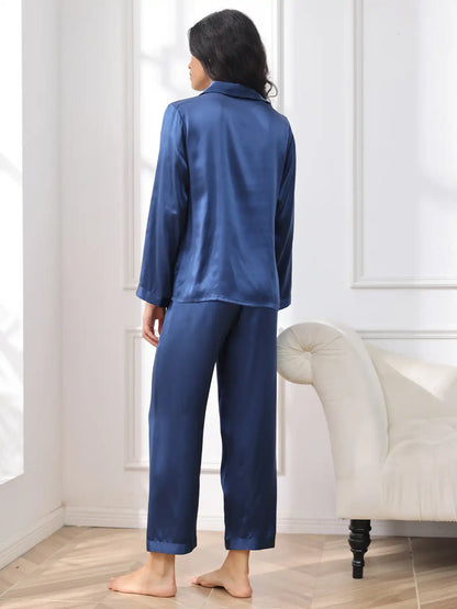 100% Mulberry Silk Women's Long Sleeve Pajamas Set
