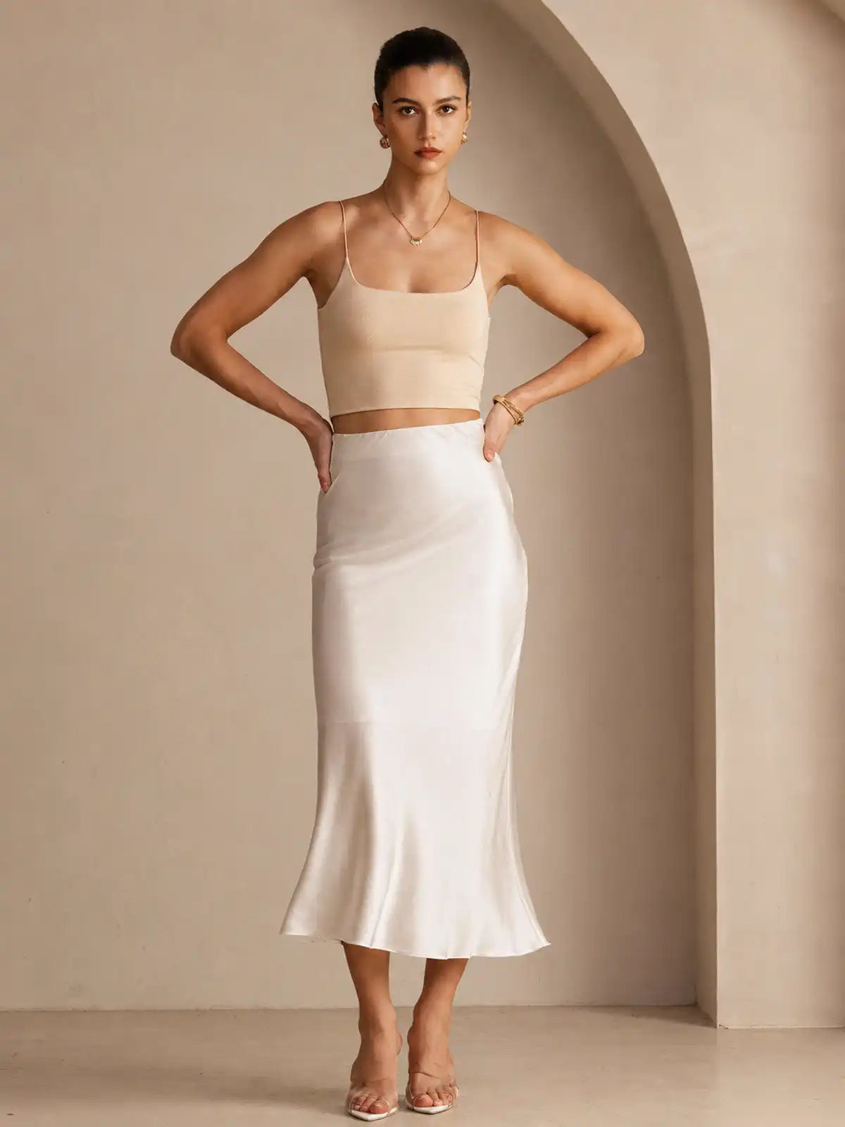 19Momme Silk High Waist Elegant Maxi Skirt