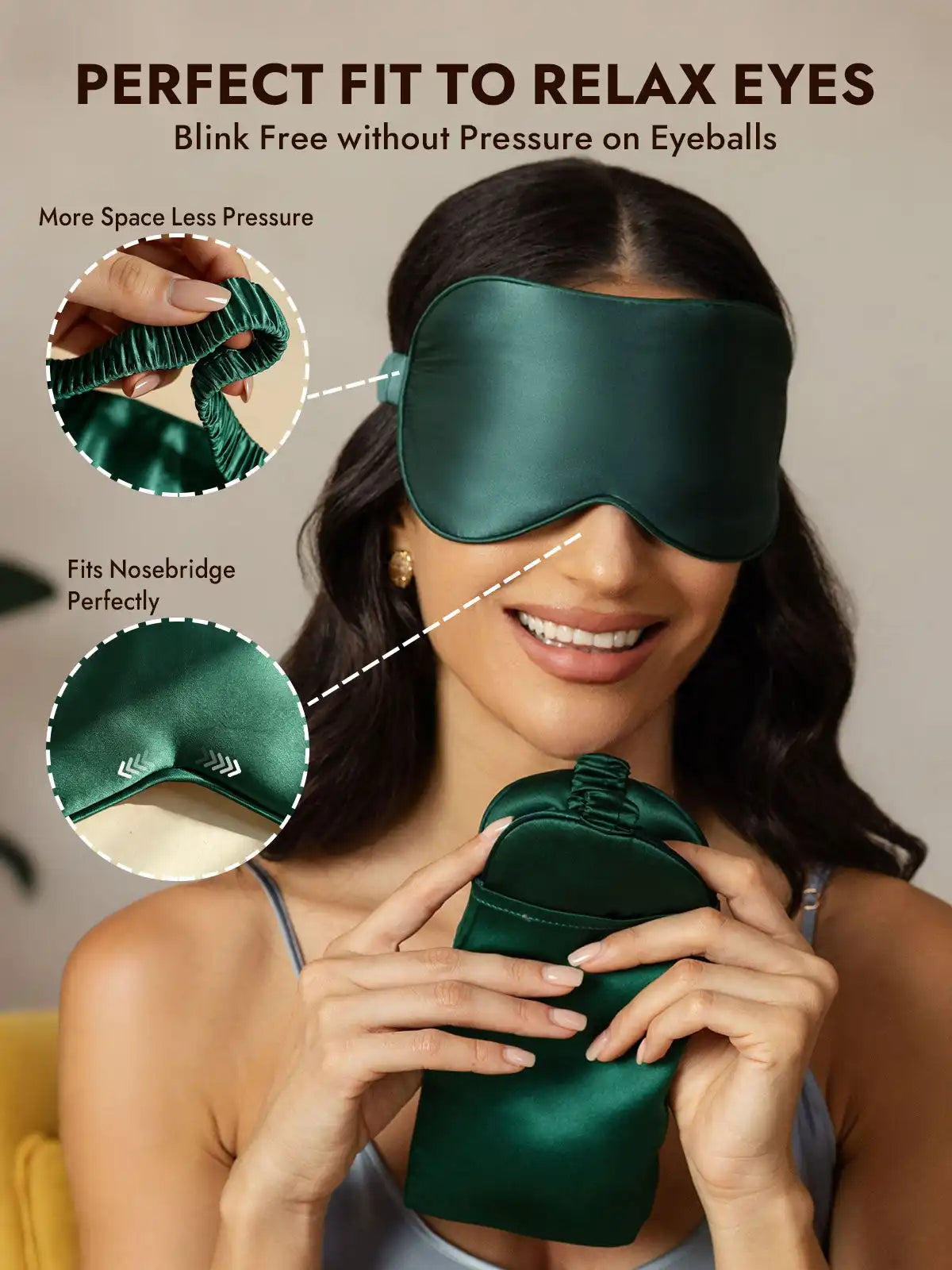 100% Mulberry Silk Eye Mask And Envelope Pouch Set 2Pcs