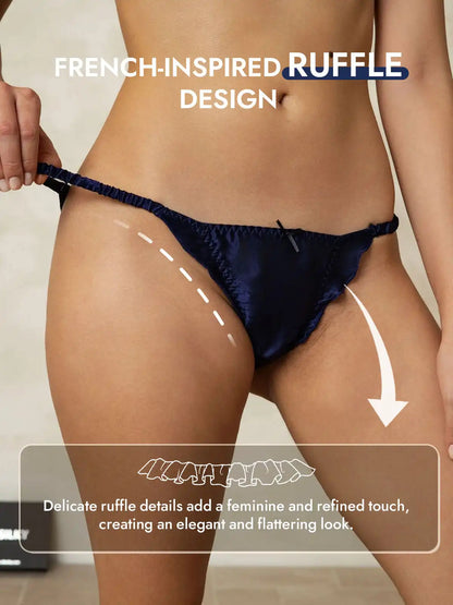 100% Mulberry Silk Ruffle Trim String Panty