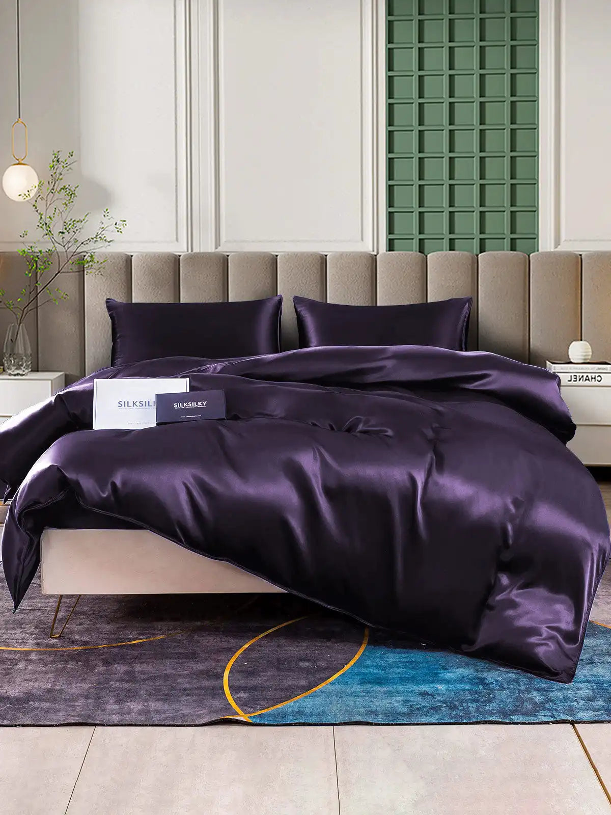 22Momme 4Pcs Silk Set Duvet Cover+Fitted Sheet+2x Pillowcases