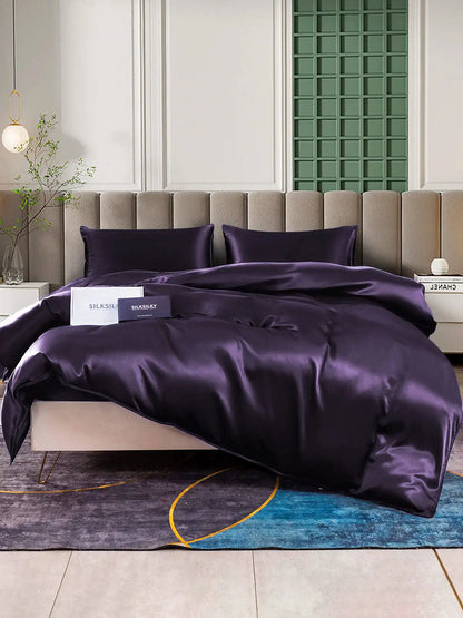 22Momme 4Pcs Silk Set Duvet Cover+Fitted Sheet+2x Pillowcases