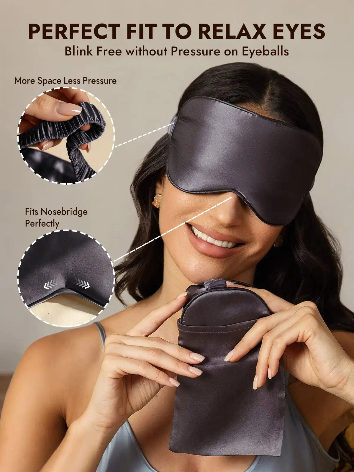 100% Mulberry Silk Eye Mask And Envelope Pouch Set 2Pcs