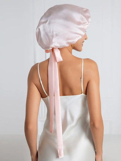 100% Mulberry Silk Elegant Bonnet with Long Ribbons