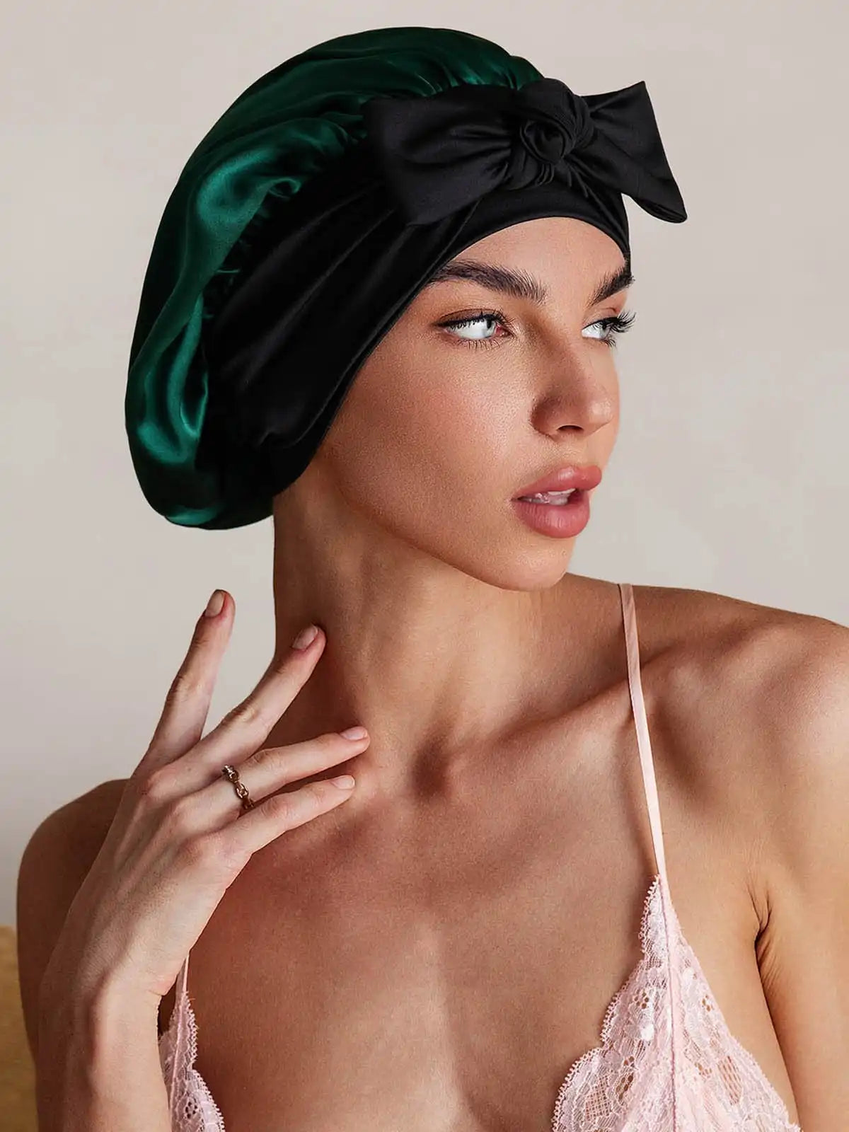 100% Mulberry Silk Bonnet Bowknot Tie Sleep Cap for Hair Protection