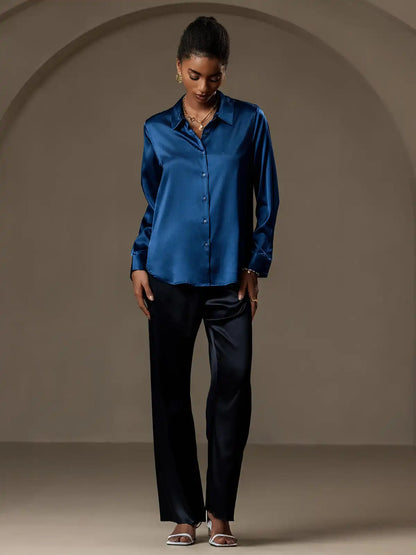 Women’s 19 Momme Silk Long Sleeves Button-Up Shirt