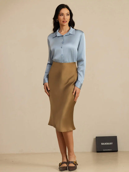 Women’s 19 Momme Silk Long Sleeves Button-Up Shirt