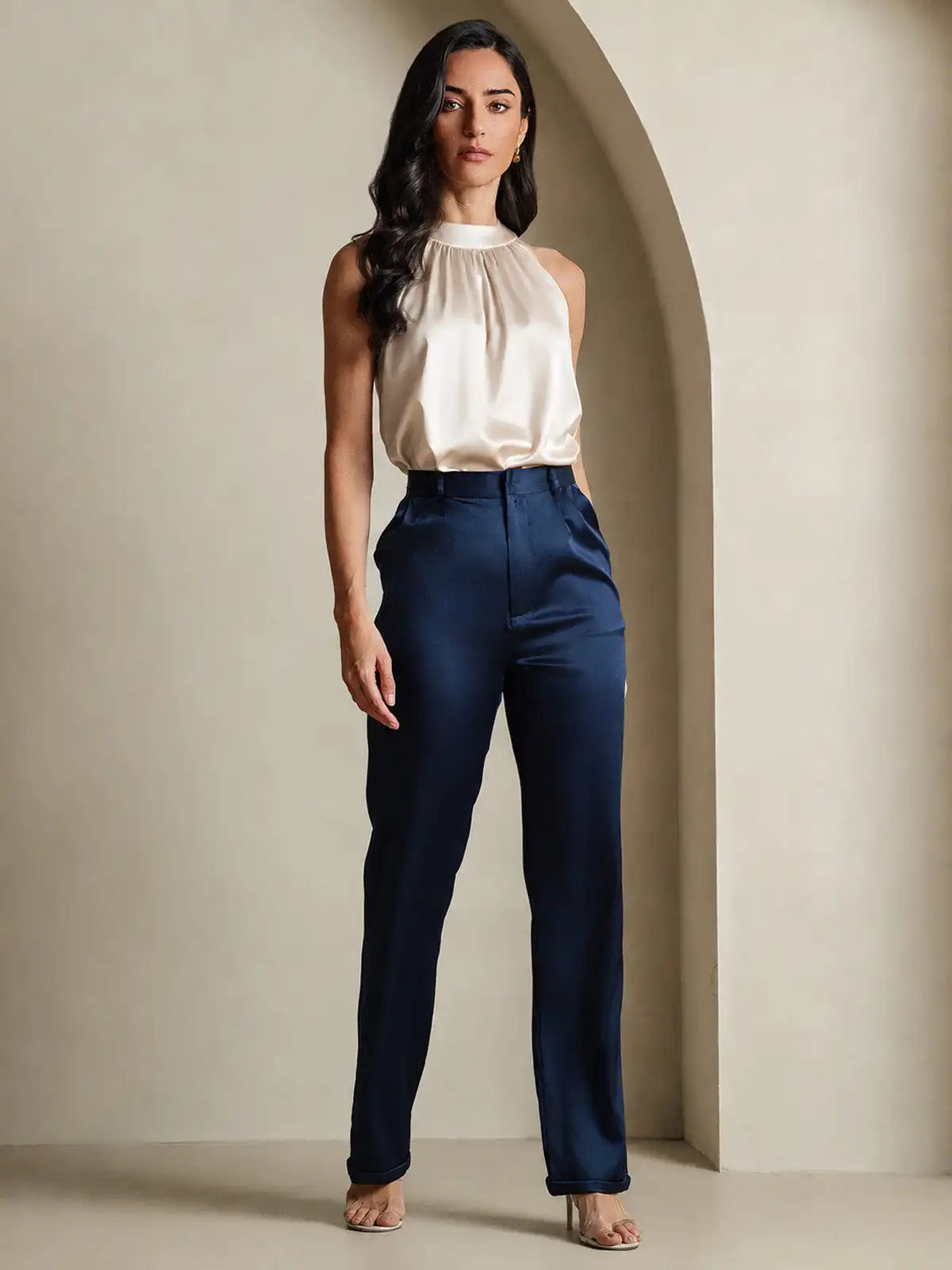 19Momme Silk Sleeveless Halter Neck Women's Top