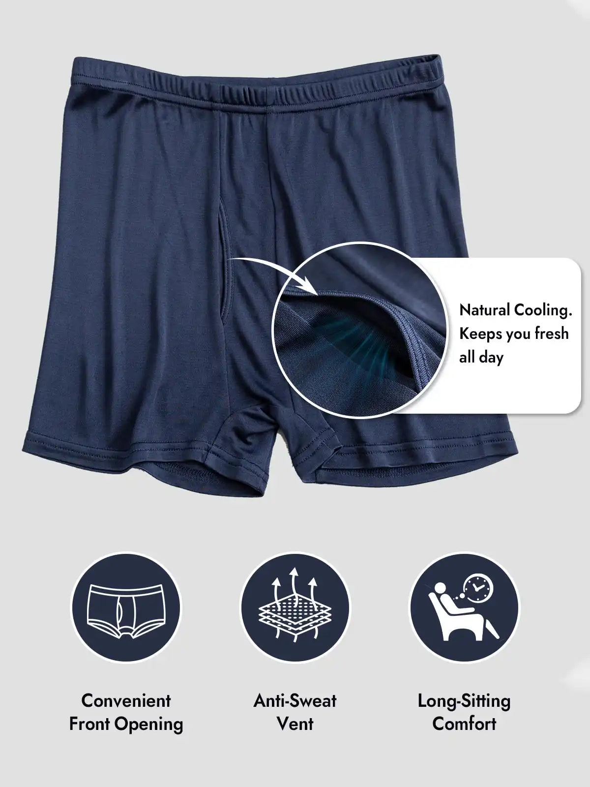 100% Mulberry Silk Mens Underwear with Front Opening