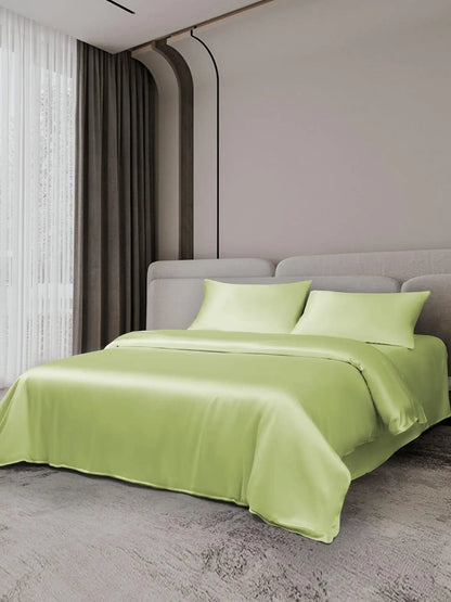 19Momme 4Pcs Silk Set Duvet Cover+Flat Sheet+2x Pillowcases