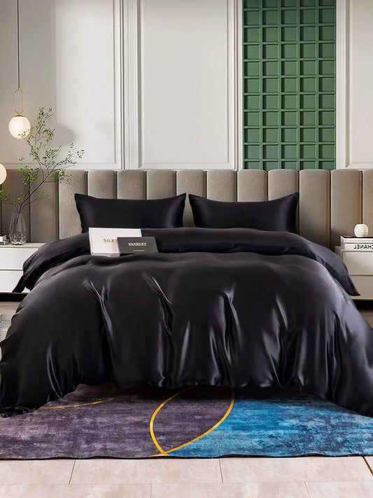 25Momme 4Pcs Silk Set Duvet Cover+Fitted Sheet+2x Pillowcases