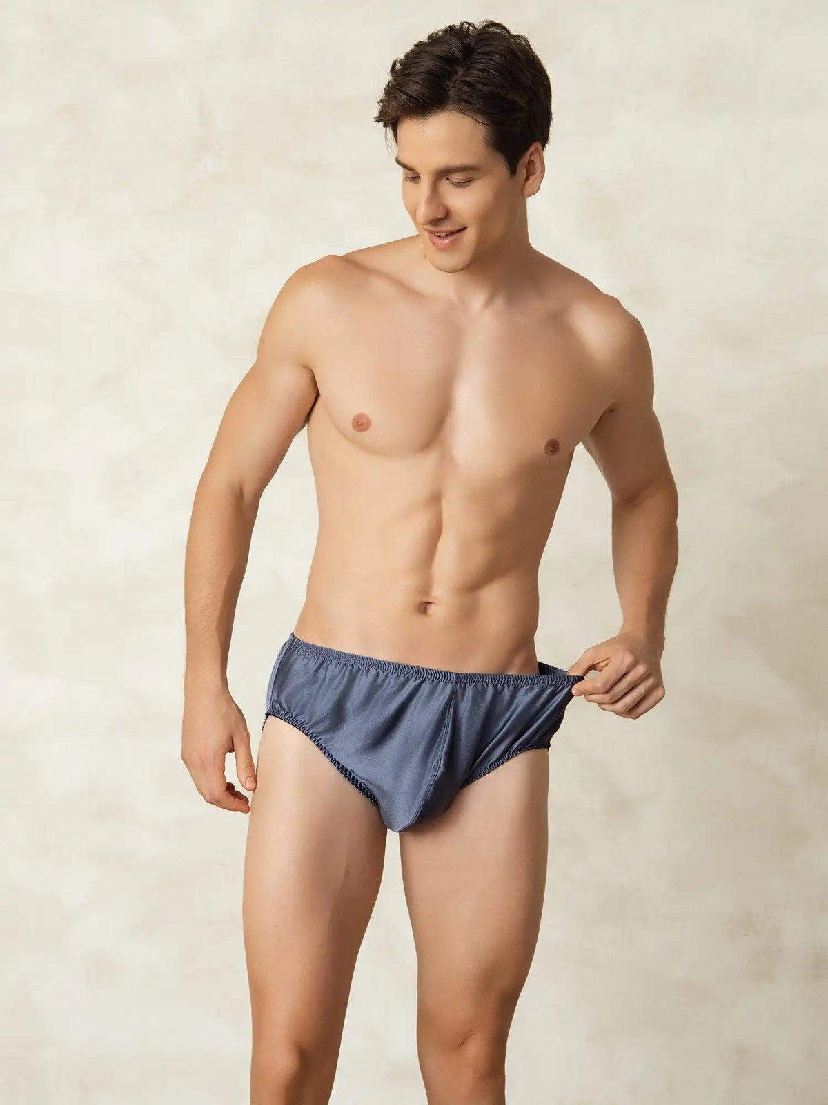 100% Mulberry Silk Briefs Men's Underwear with Elastic Waistband