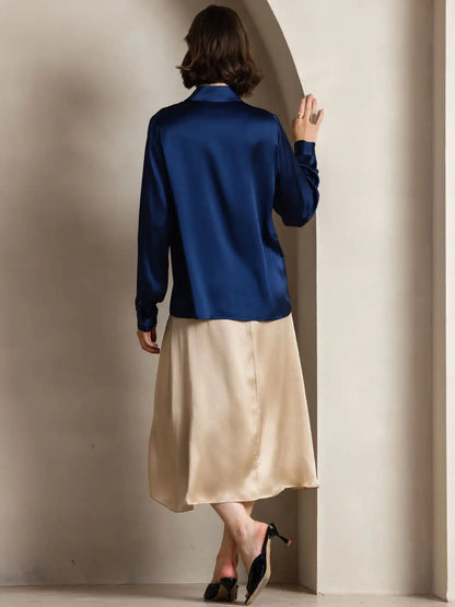 Clearance - 19Momme Silk Long Sleeve Lapel Collar Women's Shirt