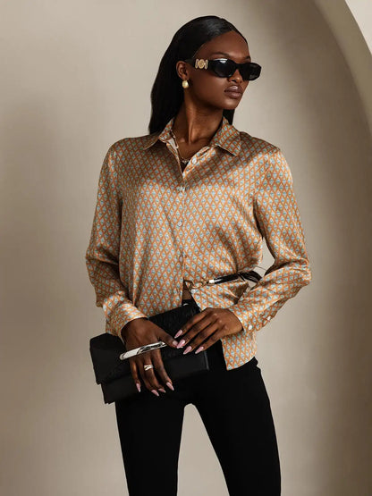 Women’s 19 Momme Silk Long Sleeves Button-Up Shirt