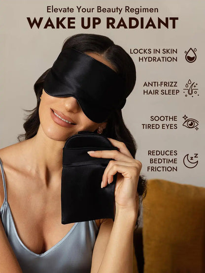 100% Mulberry Silk Eye Mask And Envelope Pouch Set 2Pcs