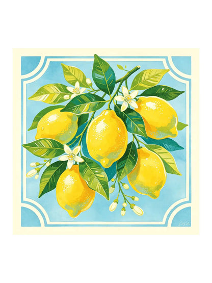100% Mulberry Silk Lemon Pattern Scarf - Size 90x90cm