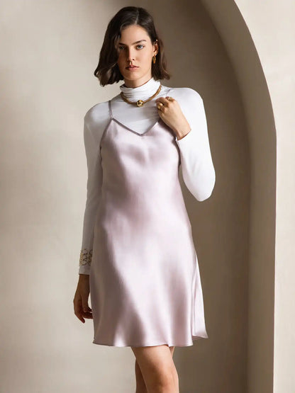 100% Mulberry Silk Spaghetti Strap Short Dress