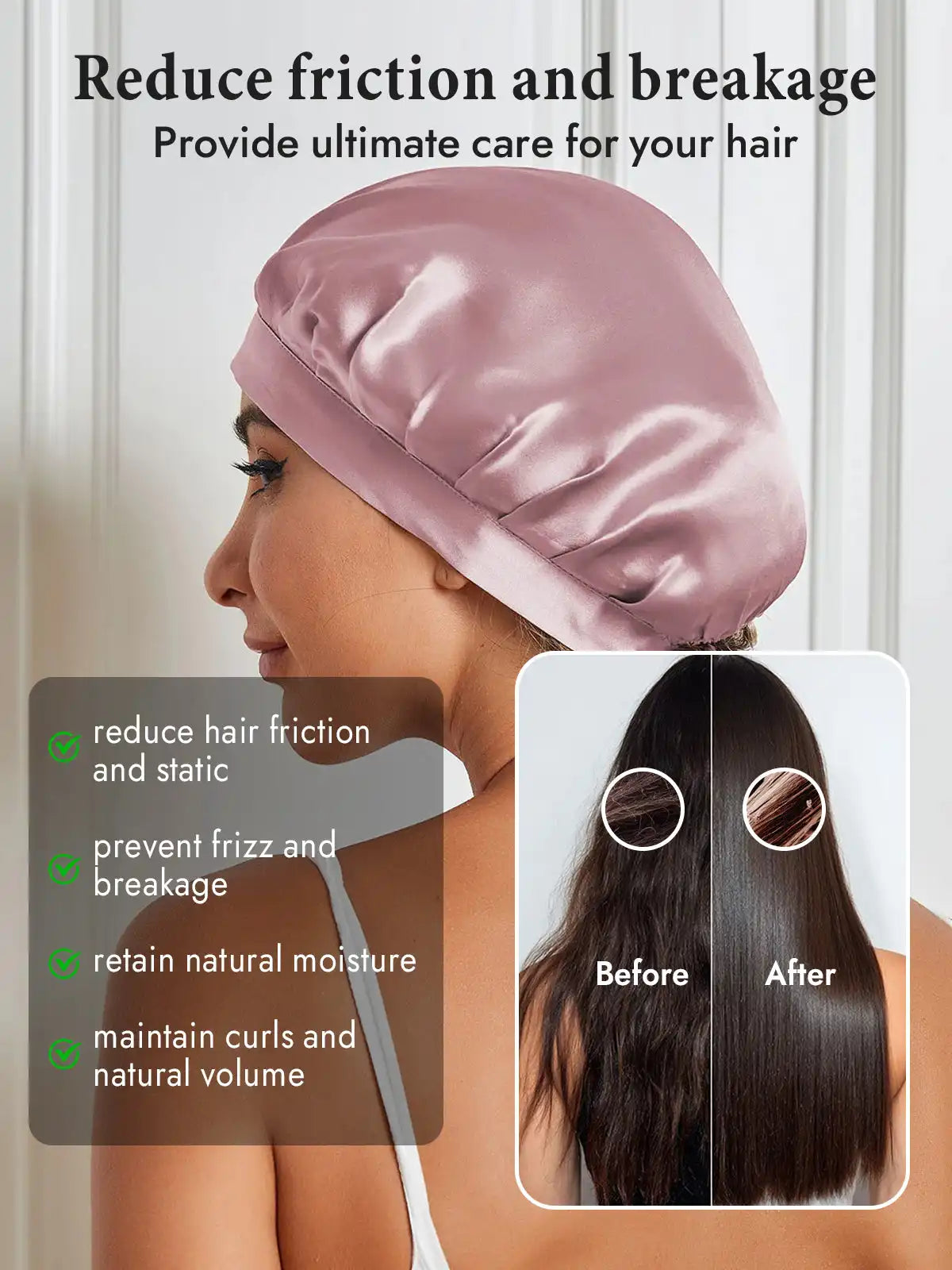 100% Mulberry Silk Sleep Bonnet with Ribbons