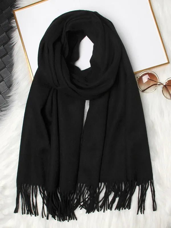 Clearance-Pure Wool Scarf Shawl w/ Fringed Decoration 200x70cm/79
