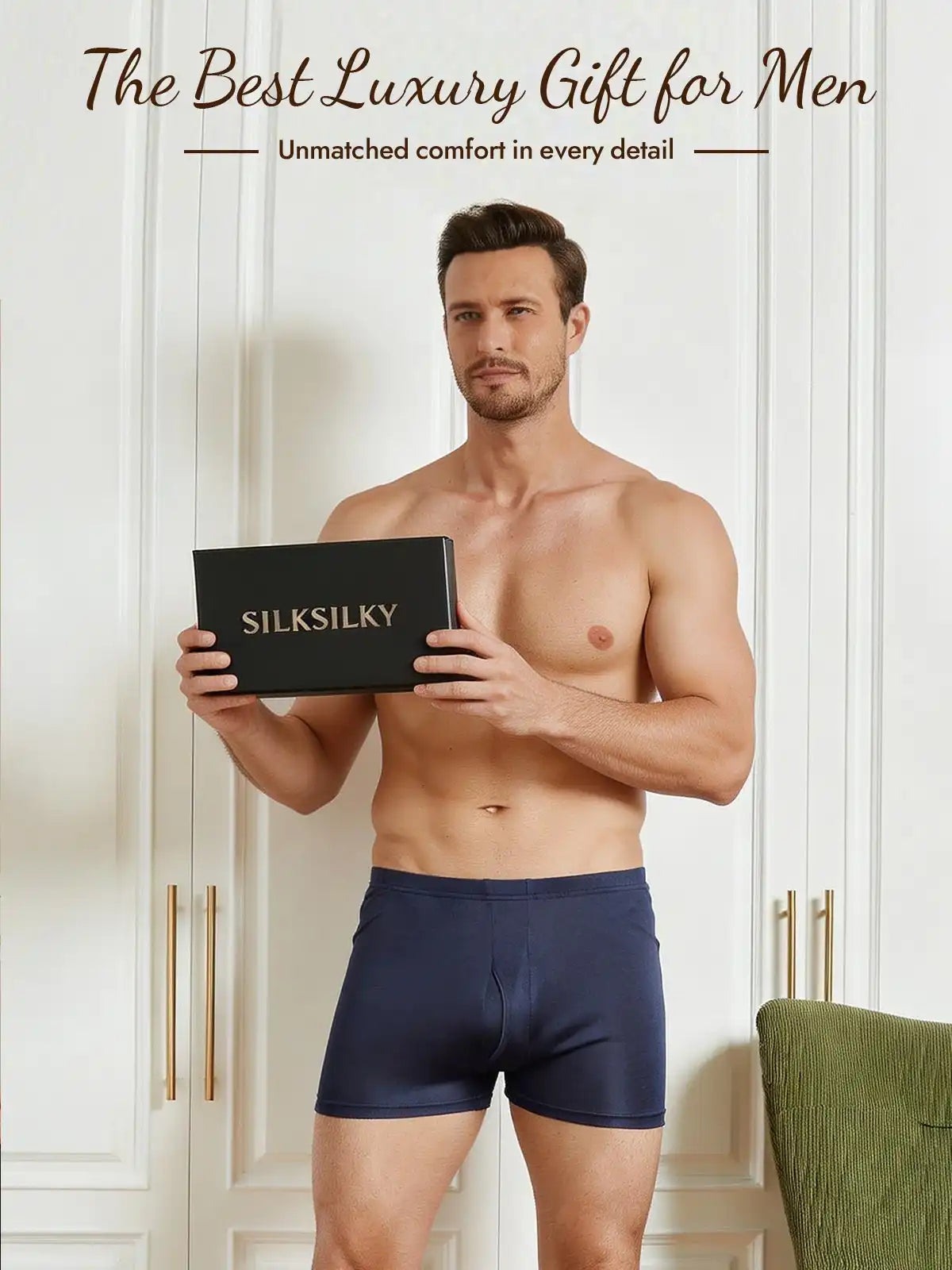 100% Mulberry Silk Mens Underwear with Front Opening