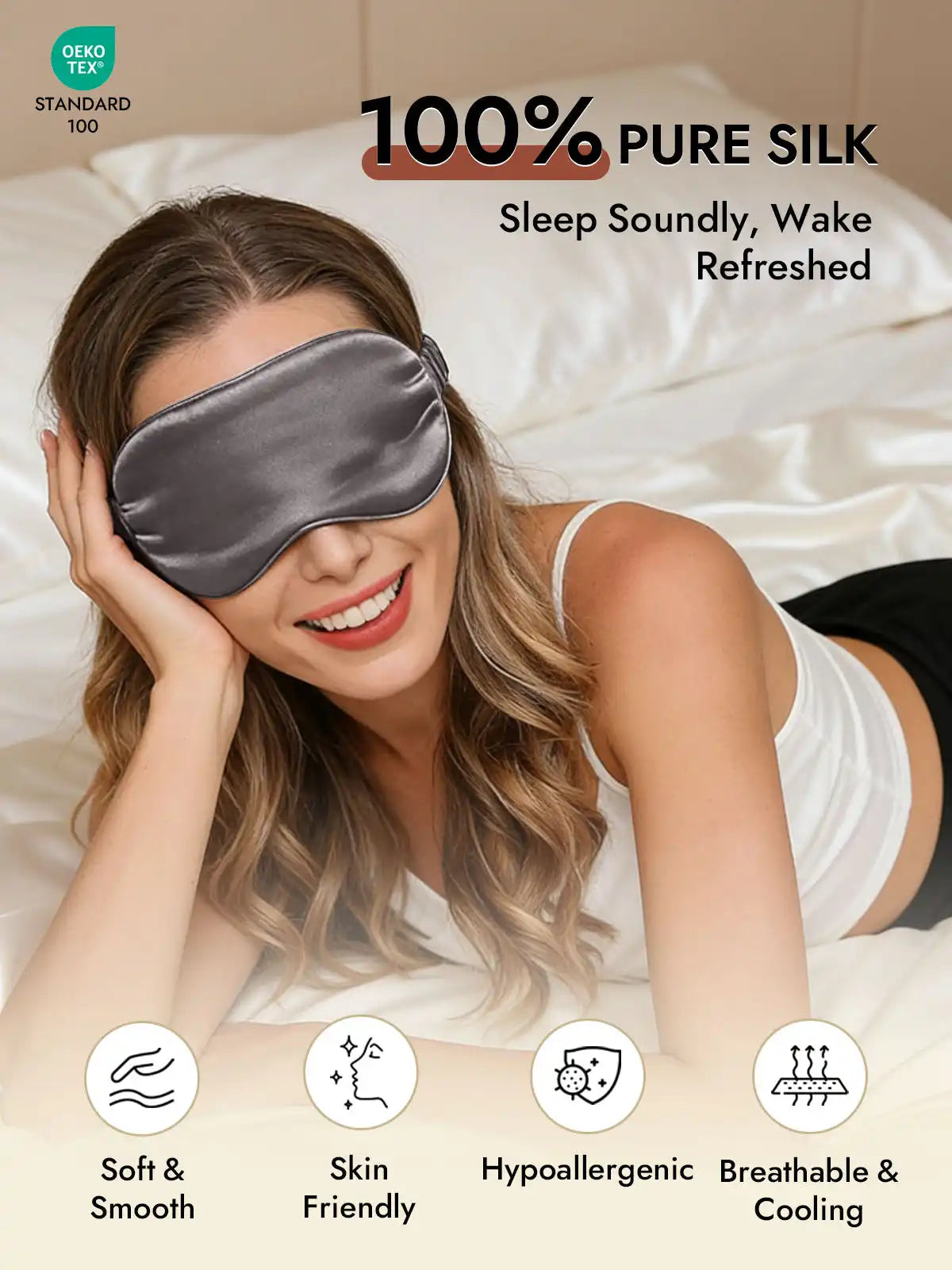 100% Mulberry Silk Sleep Eye Mask with Elastic Band