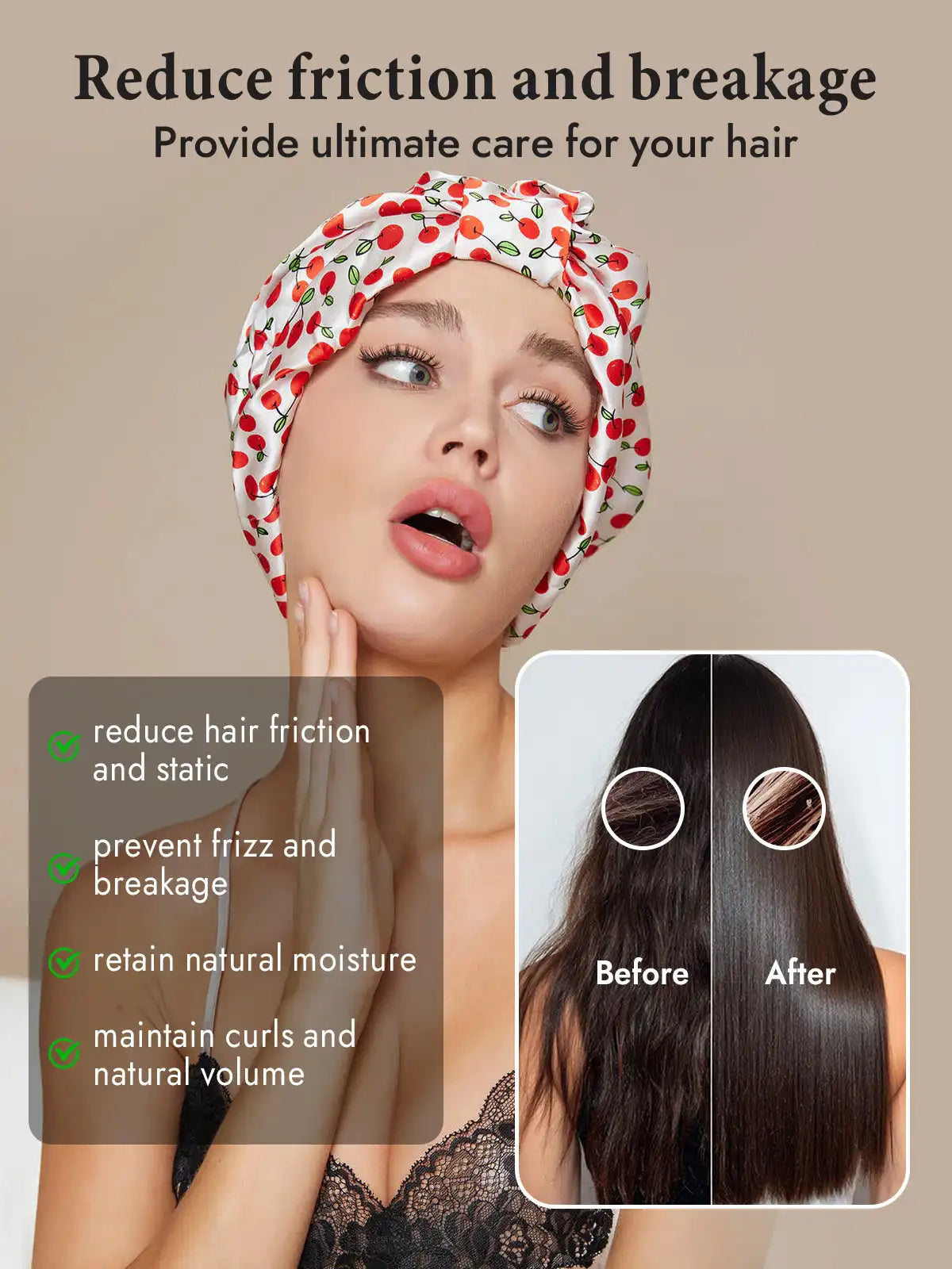 100% Mulberry Silk Night Turban Bonnet
