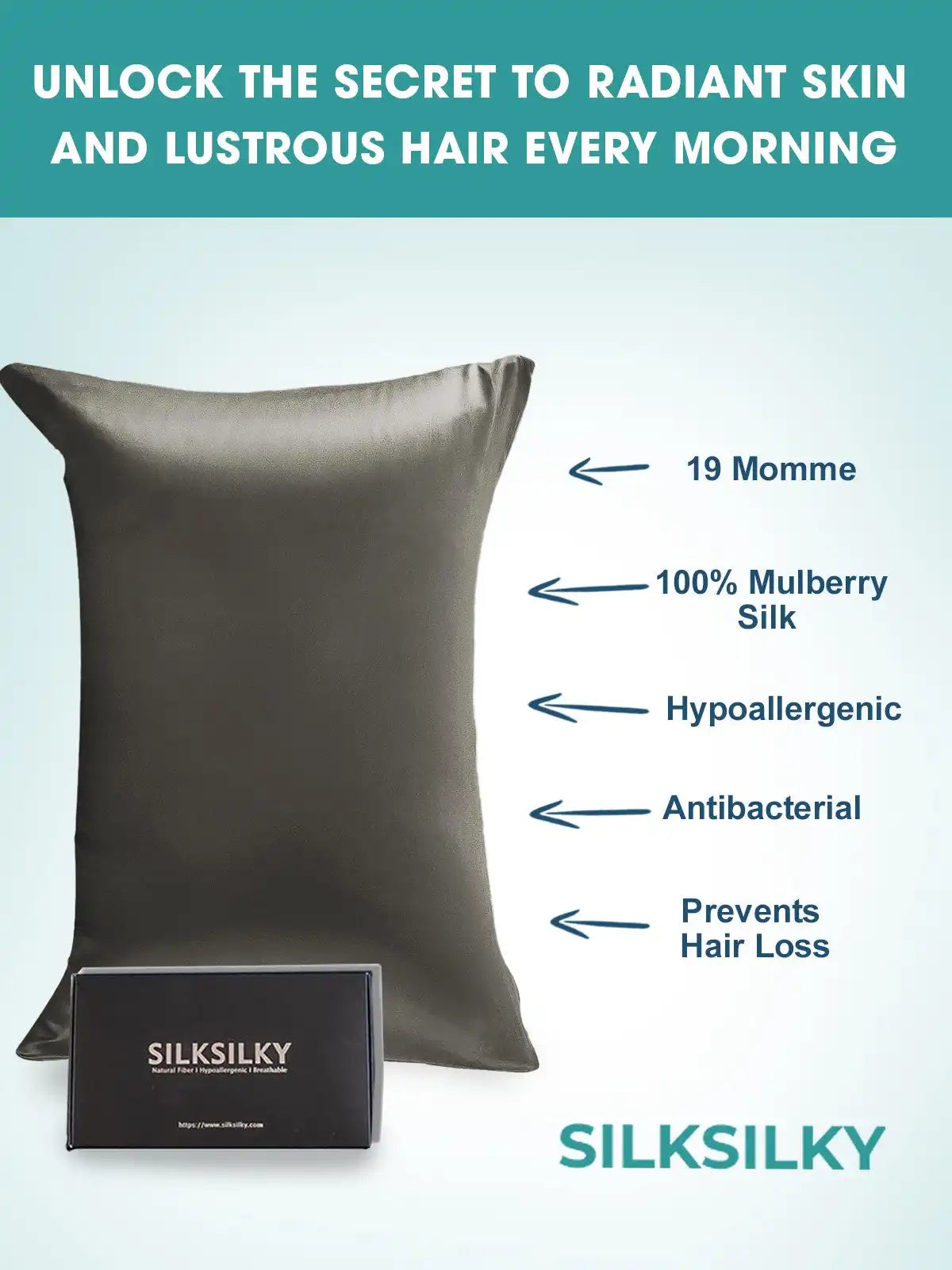 100% Mulberry Silk Pillowcase with Envelope Closure