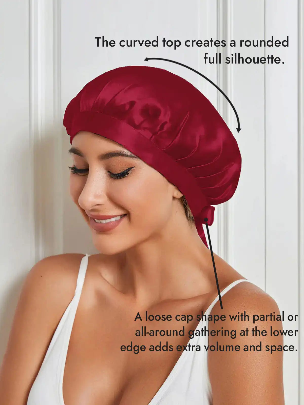 100% Mulberry Silk Sleep Bonnet with Ribbons