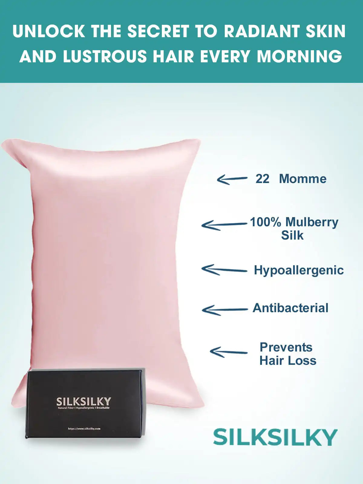 22Momme 100% Mulberry Silk Pillowcase - Envelope Closure