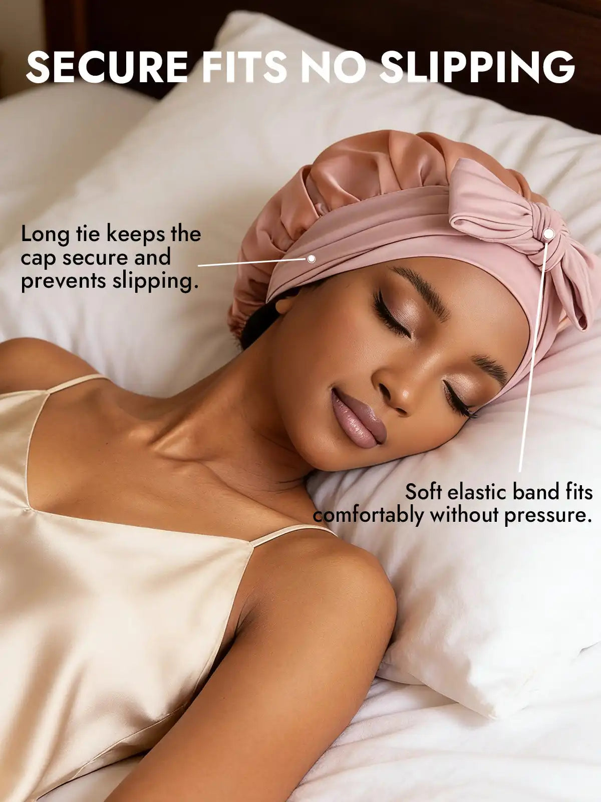 100% Mulberry Silk Double-Layer Bonnet with Adjustable Long Tie