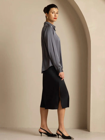 Women’s 19 Momme Silk Long Sleeves Button-Up Shirt