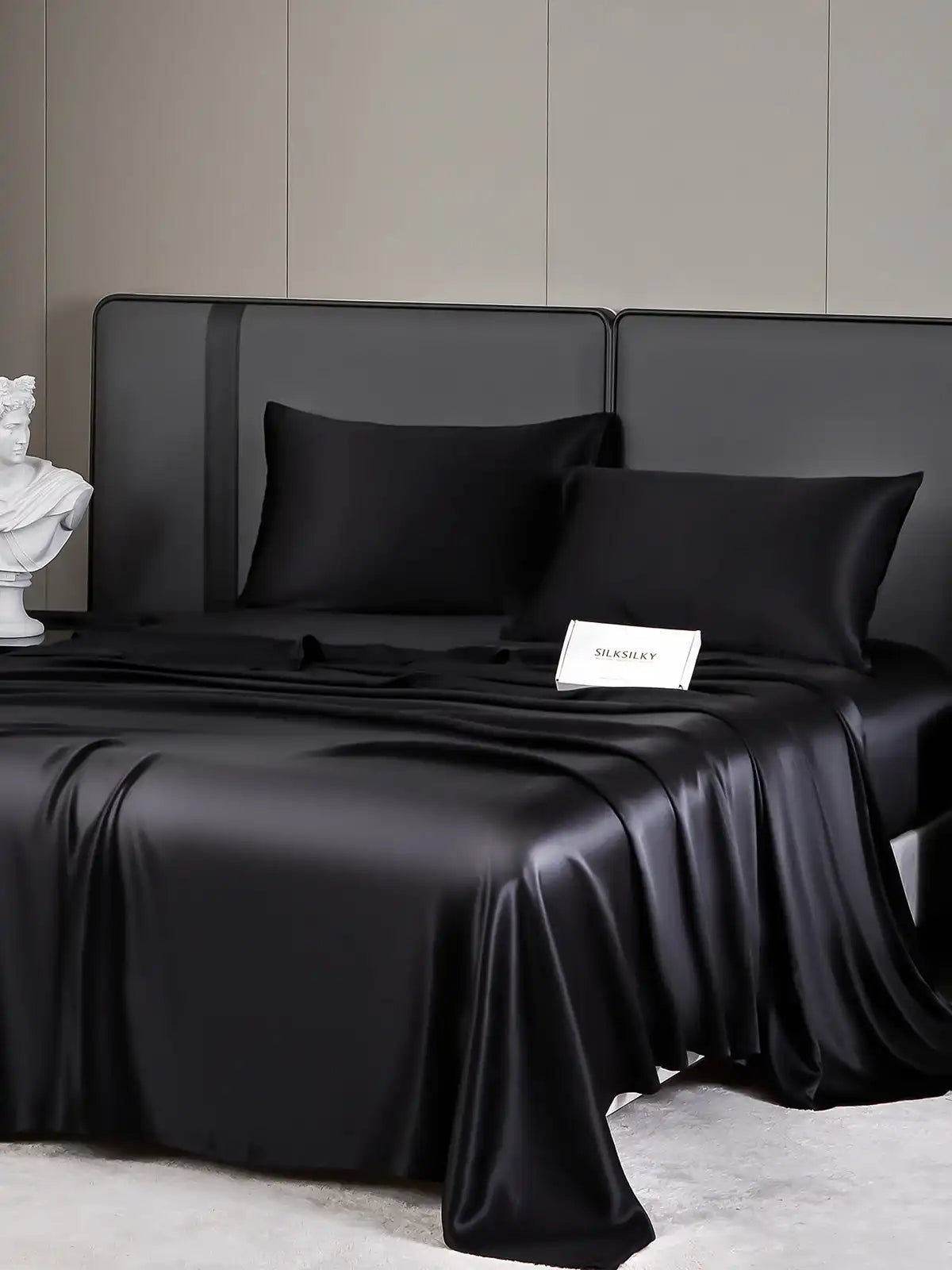 19Momme 4Pcs 100% Mulberry Silk Bedding Set Fitted&Flat Sheets+2x Pillowcases