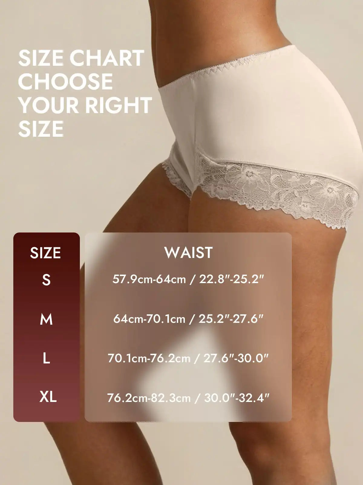 100% Mulberry Silk High Rise Knickers Lace Trim Panty