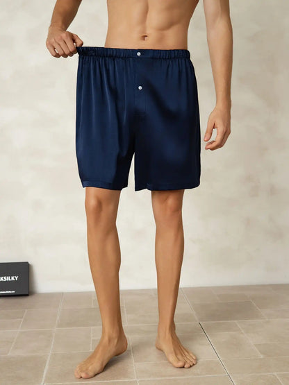 100% Mulberry Silk Elastic Waist Men's Sleep Shorts