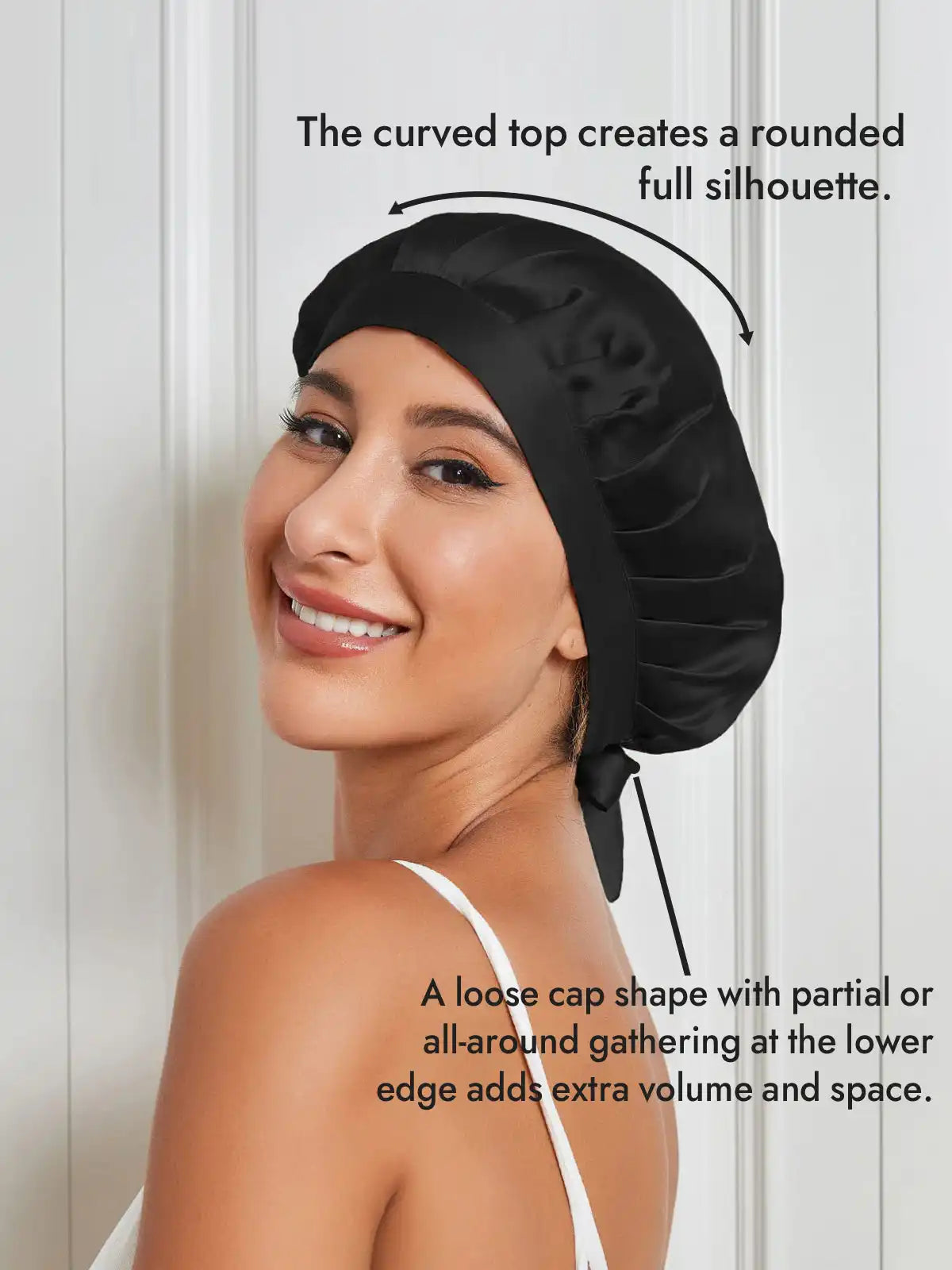 100% Mulberry Silk Sleep Bonnet with Ribbons