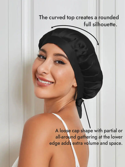 100% Mulberry Silk Sleep Bonnet with Ribbons