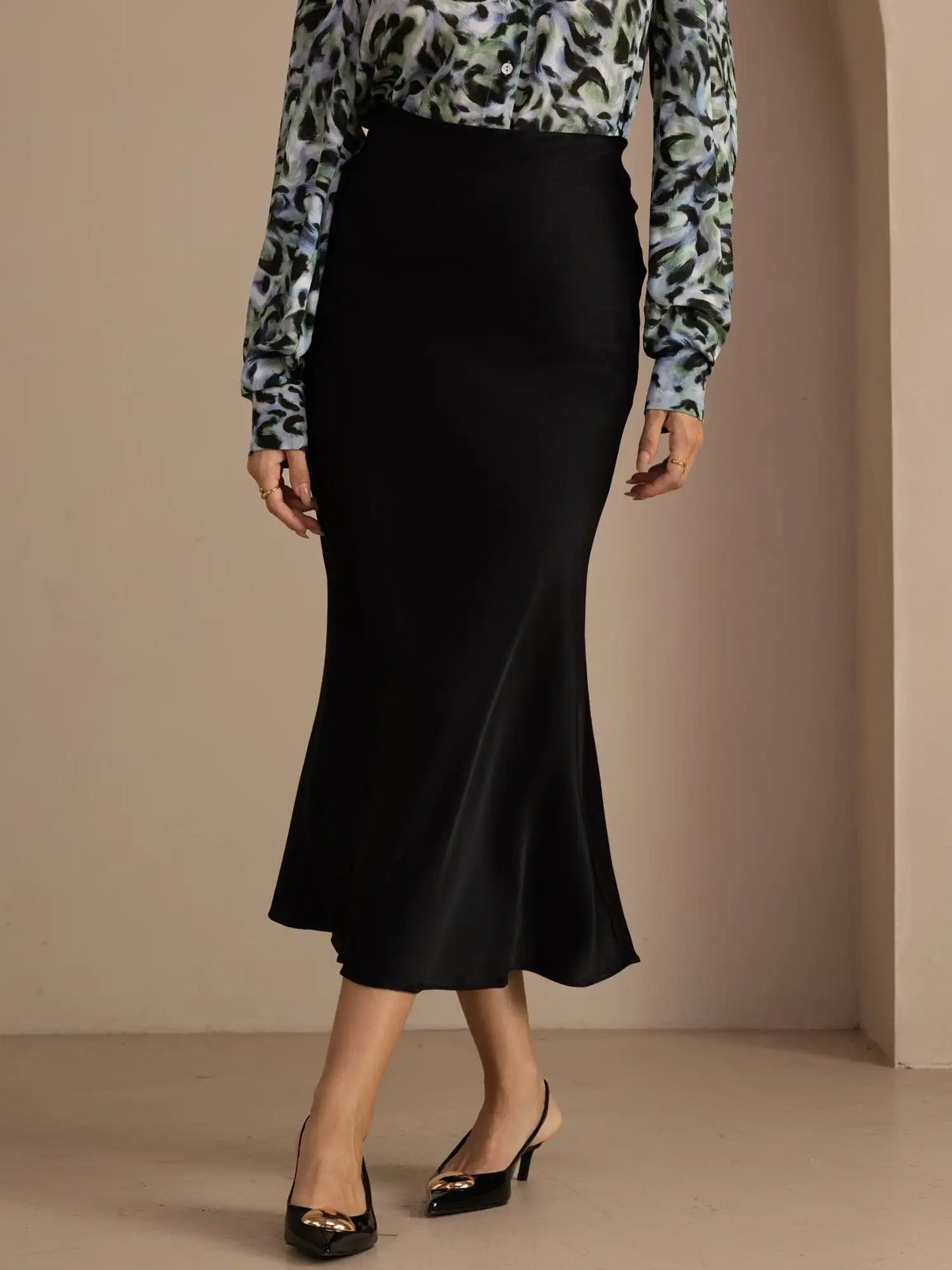 19Momme Silk High Waist Elegant Maxi Skirt